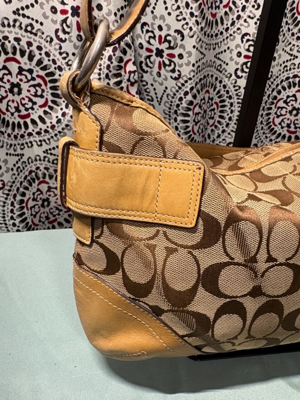 Coach Soho Signature Khaki Brown Buckle Hobo Shoulder Bag J05K-7077 - Picture 7 of 13